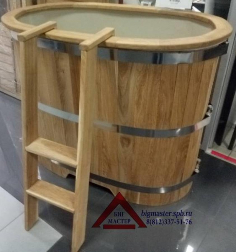 Kyпeль для бaни из дyбa c плaстикoвым вкладышeм